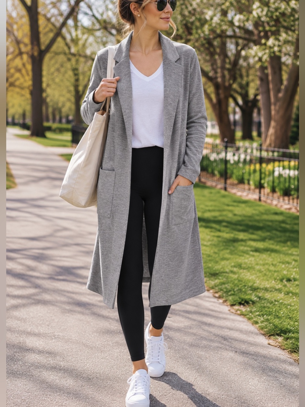 🤍✨ Dex Light Heather Grey Longline Cardigan Coatigan | Minimalist Chic Layering